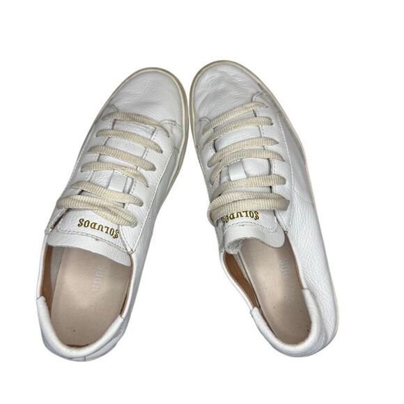 Soludos Ibiza Size 7.5 Women's White Leather Lace Up Sneaker Platform - Picture 8 of 9
